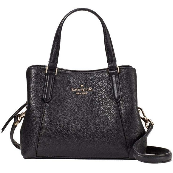 Kate Spade Pebbled Black Triple Compt Satchel Cross Body Bag S338 - Picture 4 of 9